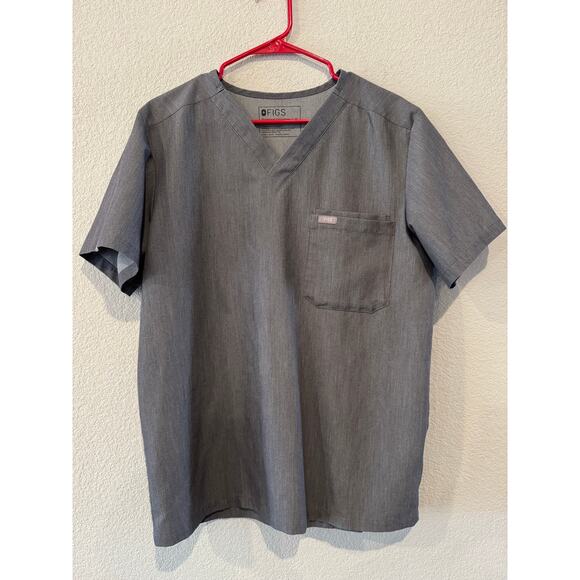 Figs Womens Size M Short Sleeves V-Neck Leon Three-Pocket Scrub Top Graphite - Picture 1 of 6